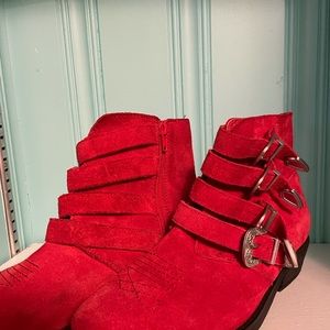 Kelsie dagger red strap boots